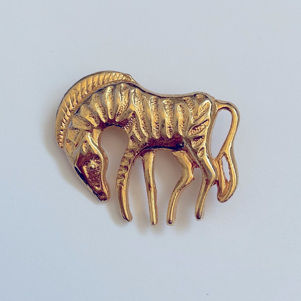 Vintage Gold Zebra Brooch